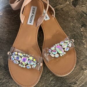 Steve Madden Nude Sandals with Sparkling Gems
